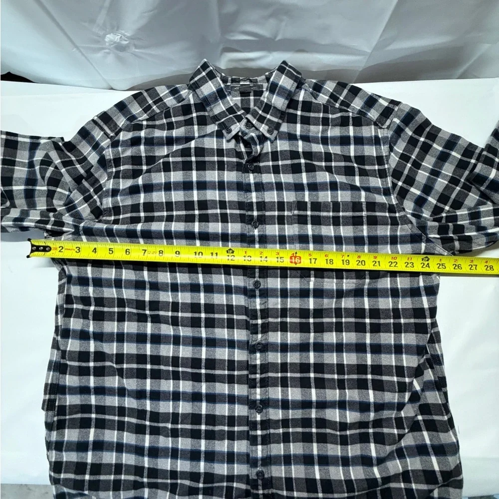 Eddie Bauer Black, Gray & Blue‎ Plaid Flannel Button-Down Shirt
